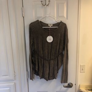 Brown Shirt with Ruffle Detail